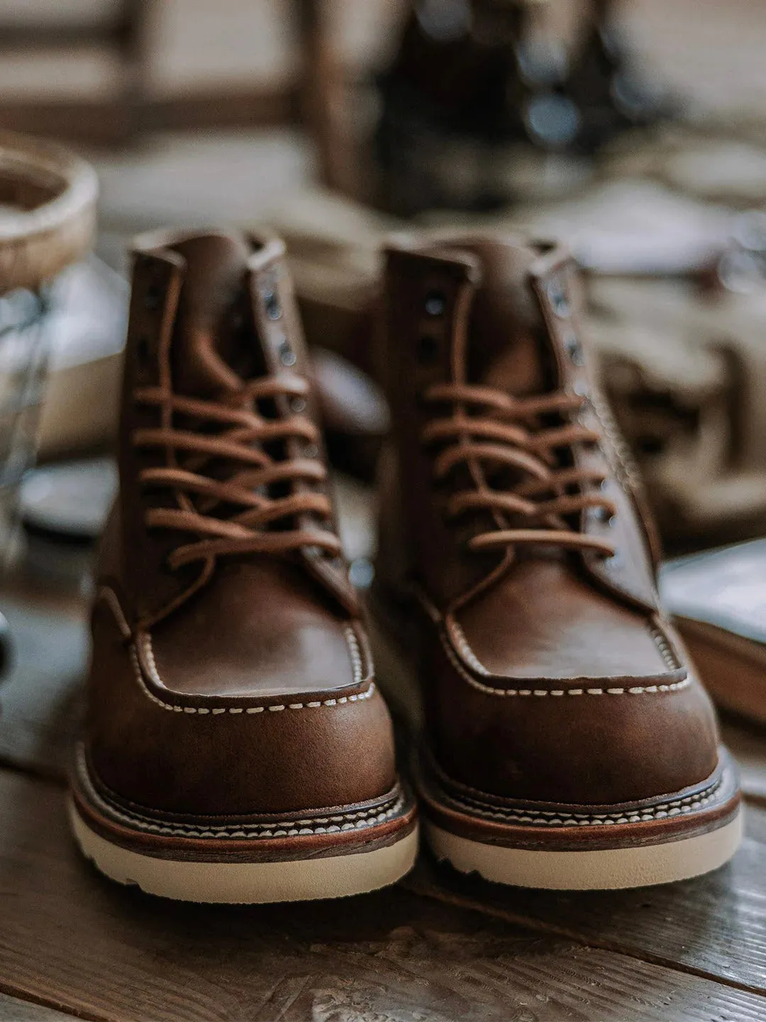 Men's Full Grain Leather Moccasin Toe Work Boots