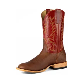 Men's Top Hand Kango Tobacco Smooth Quill Ostrich with Weatherford Red Goat Top HP6014