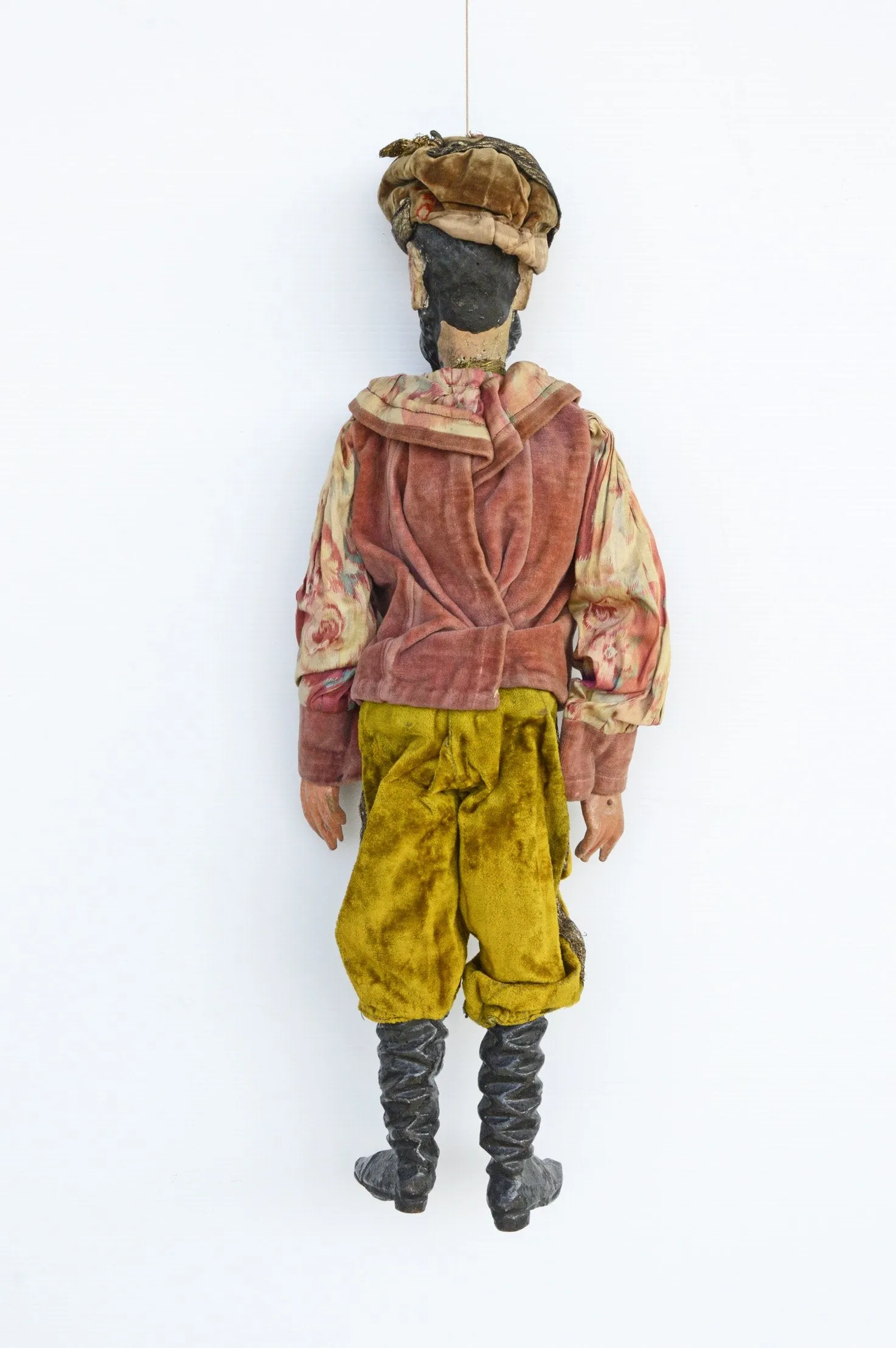 Rare, large wooden carved 19th century "King" puppet - gorgeously costumed