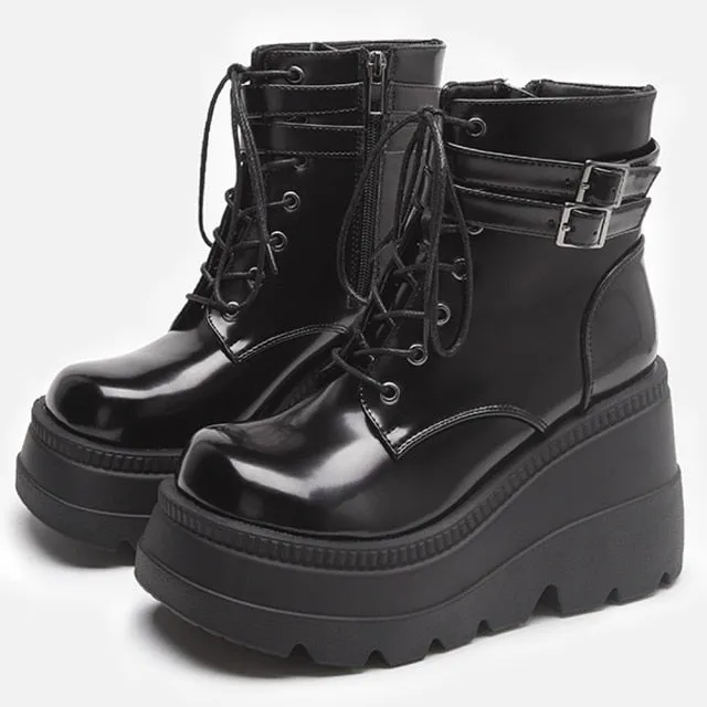 Romildi Brand Design Big sizes 43 Platform High Heels Cosplay Fashionable Autumn Winter Wedges Shoes Ankle Boots Women