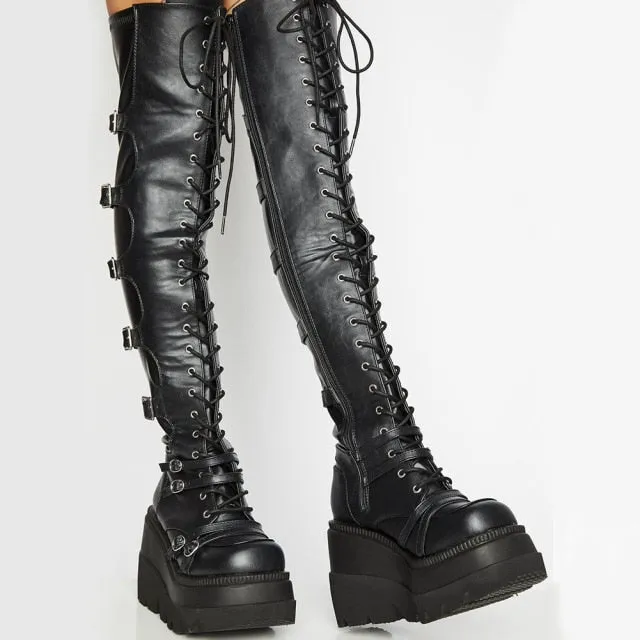Romildi Brand Design Big sizes 43 Platform High Heels Cosplay Fashionable Autumn Winter Wedges Shoes Ankle Boots Women