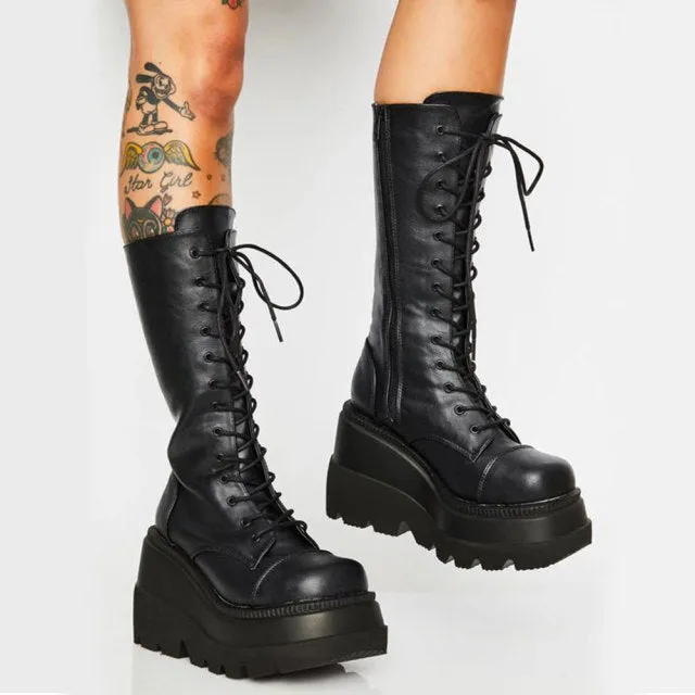Romildi Brand Design Big sizes 43 Platform High Heels Cosplay Fashionable Autumn Winter Wedges Shoes Ankle Boots Women