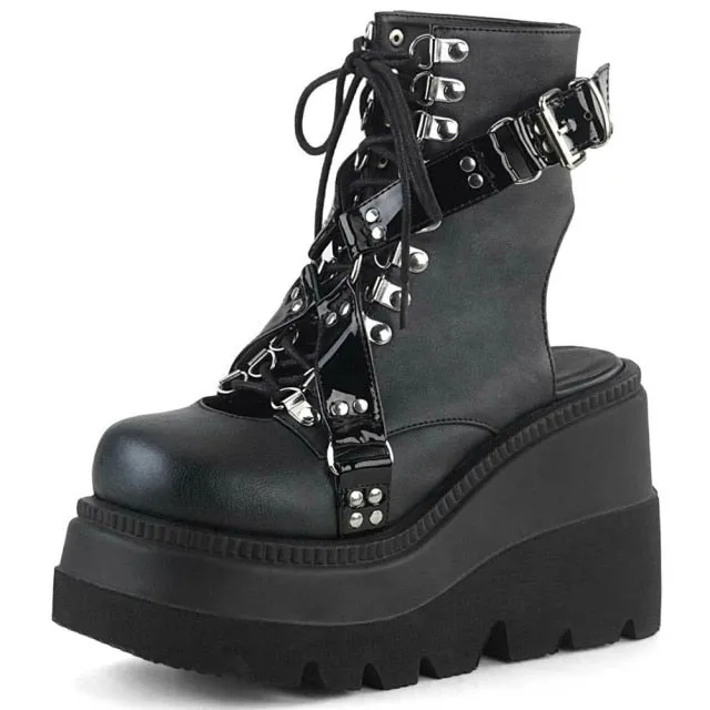 Romildi Brand Design Big sizes 43 Platform High Heels Cosplay Fashionable Autumn Winter Wedges Shoes Ankle Boots Women