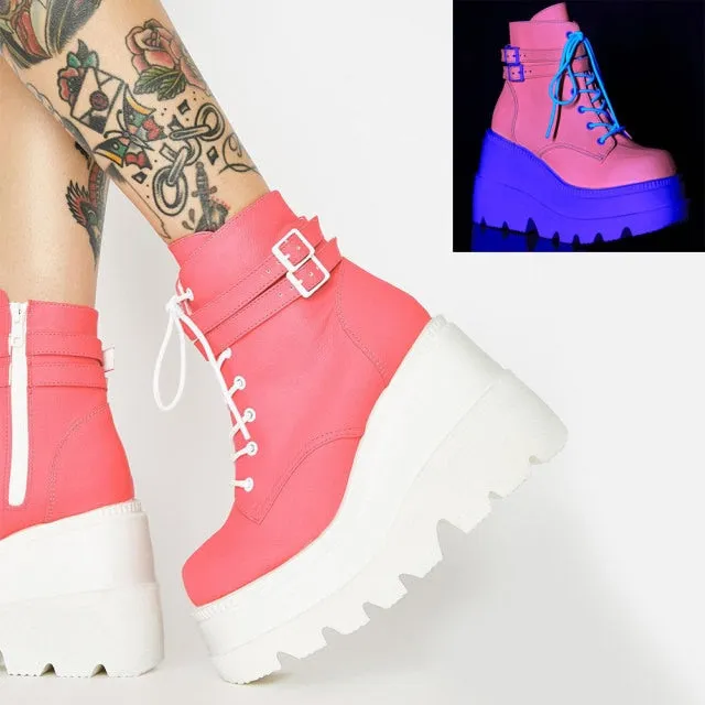 Romildi Brand Design Big sizes 43 Platform High Heels Cosplay Fashionable Autumn Winter Wedges Shoes Ankle Boots Women