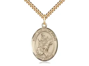 St Martin of Tours 14kt Gold Filled Pendant on a 24 inch Gold Plate Heavy Curb Chain.