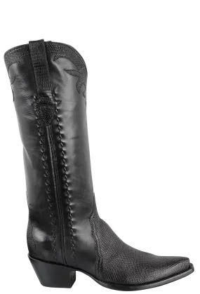 Stallion Lizard Gallegos Cowgirl Boots - Black