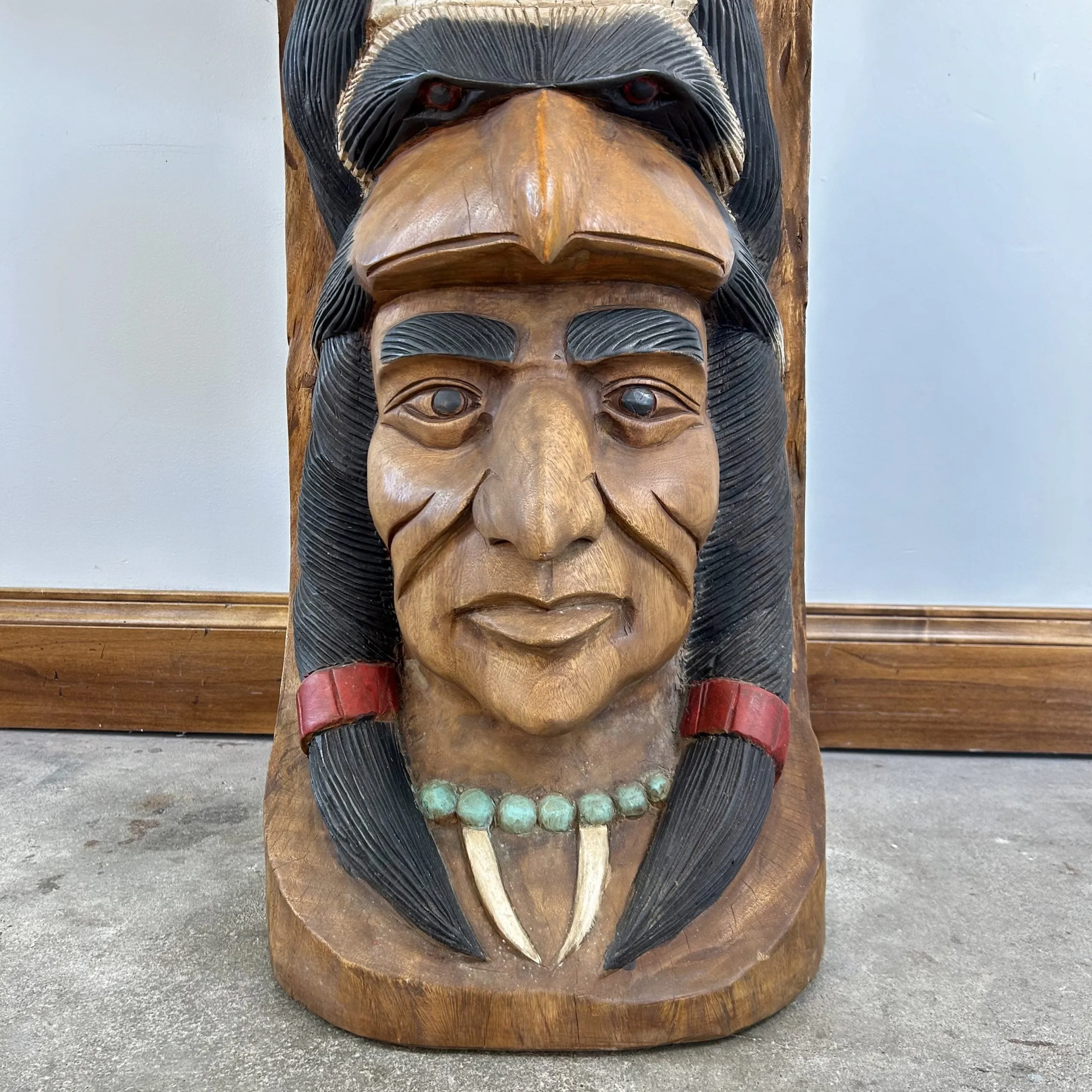 Totem Pole, Native American Carved Heads