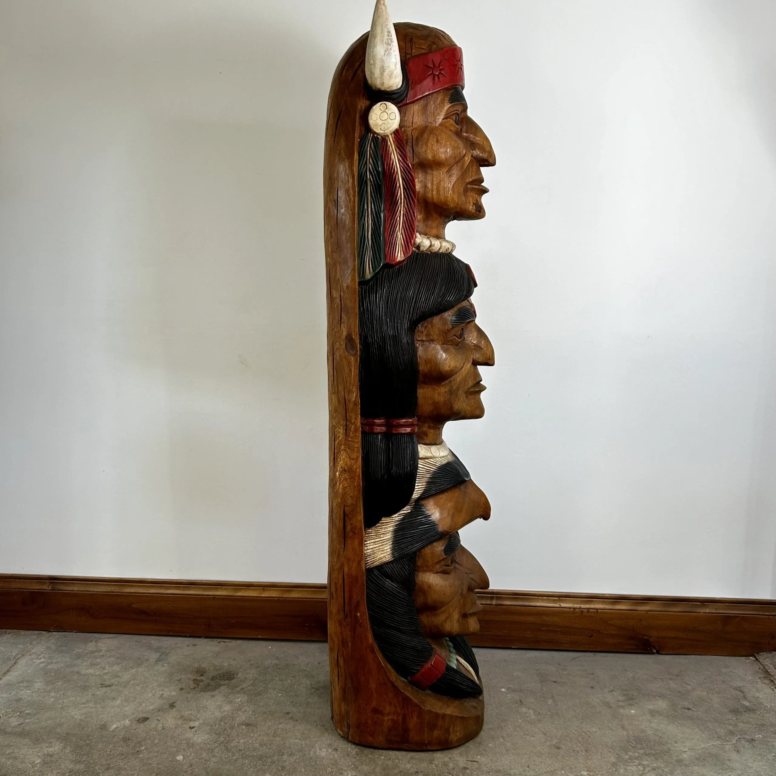 Totem Pole, Native American Carved Heads