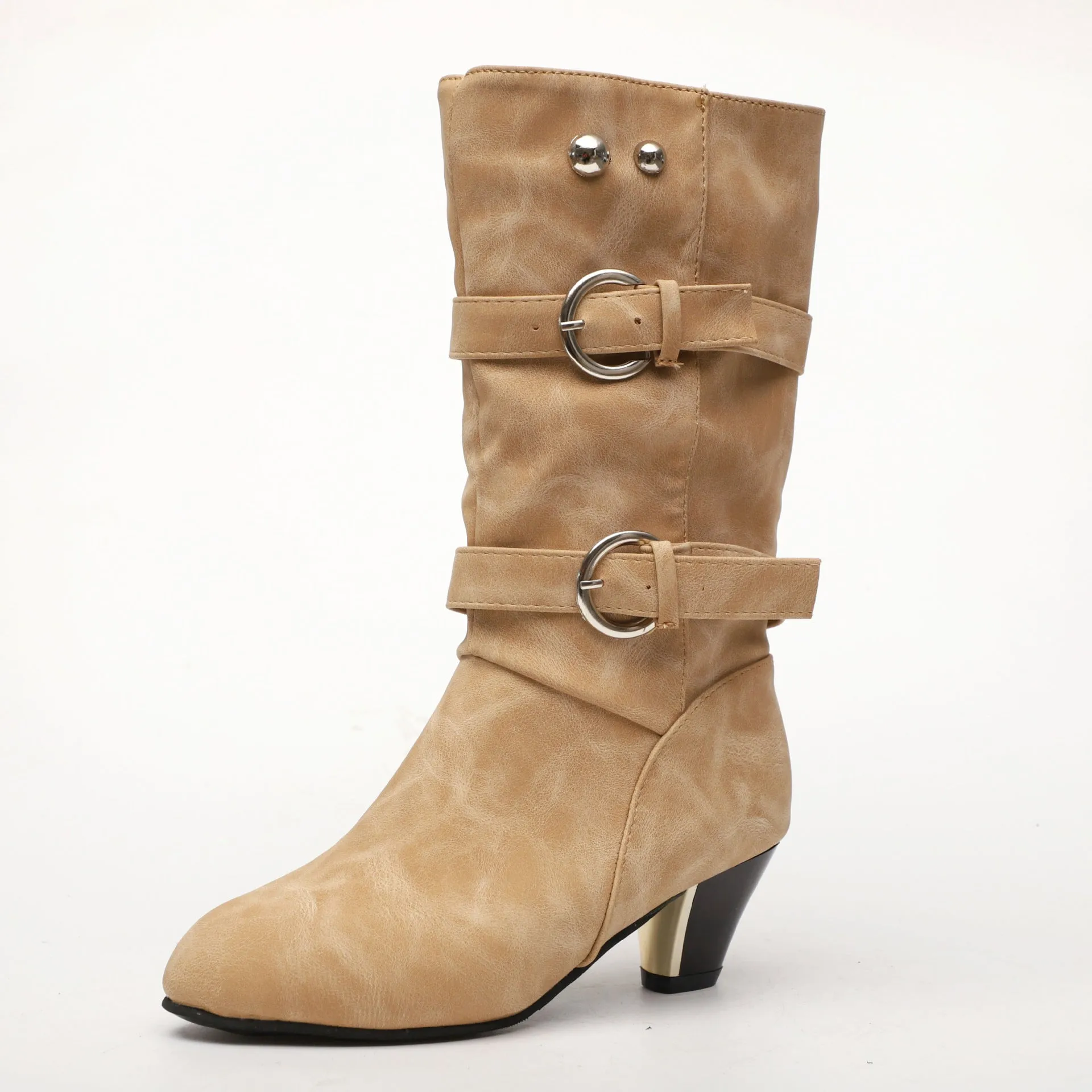 Women's Ankle Boots With Zipper Buckle And Mid-tube Boots