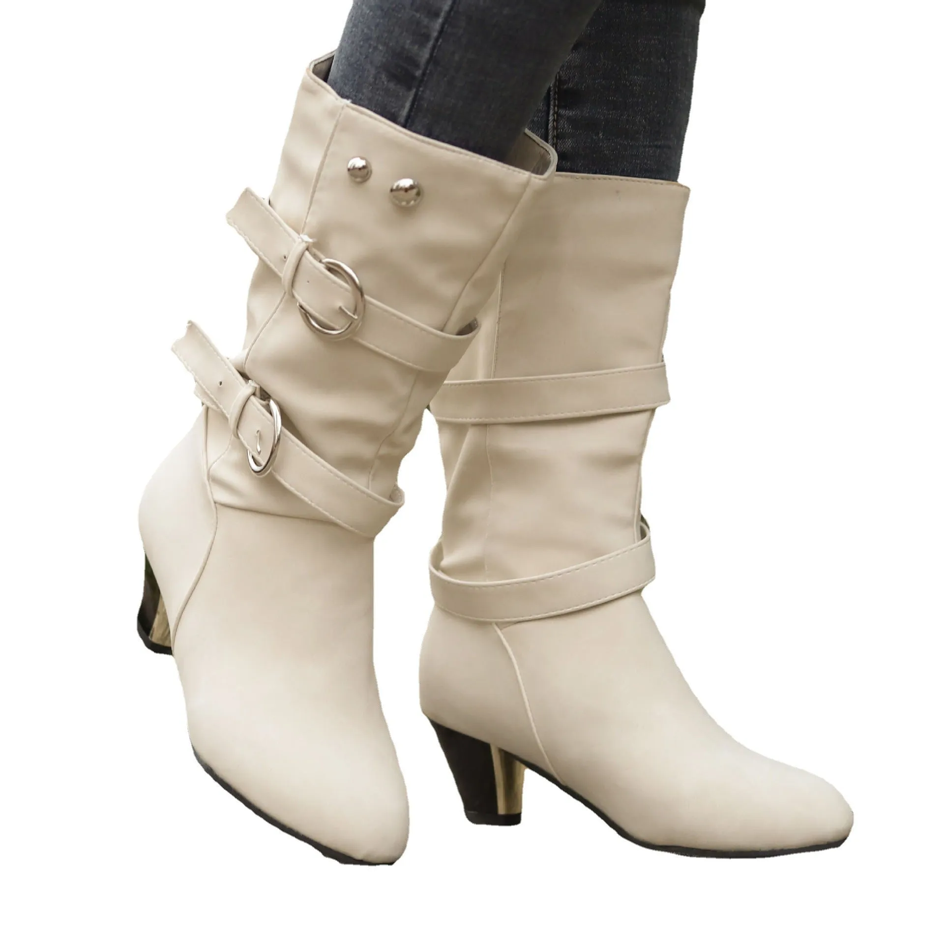 Women's Ankle Boots With Zipper Buckle And Mid-tube Boots