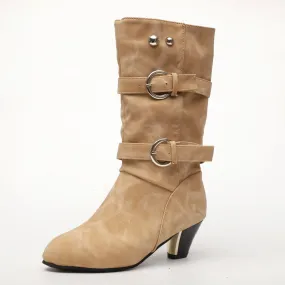 Women's Ankle Boots With Zipper Buckle And Mid-tube Boots