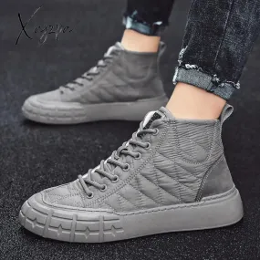 Xajzpa - Size 39-44 Mens Snow Boots Winter Male Martin Botas Lace-Up High Top Shoes Motorcycle Booties Round Toe Warm Ankle Zapatos
